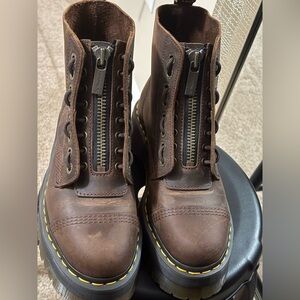 Dr. Martens Brown Lace Up Boots with Zipper